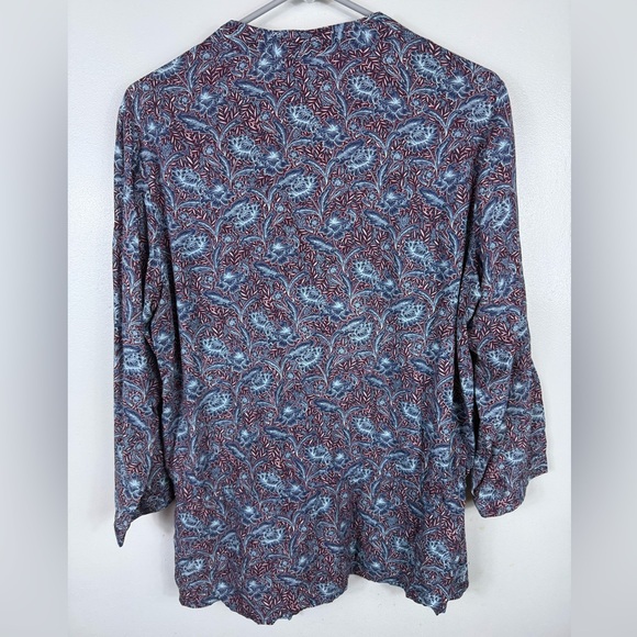 Banana Republic Womens Blouse Floral‎ Blue Button Front Tie Waist Size Large - Picture 2 of 7